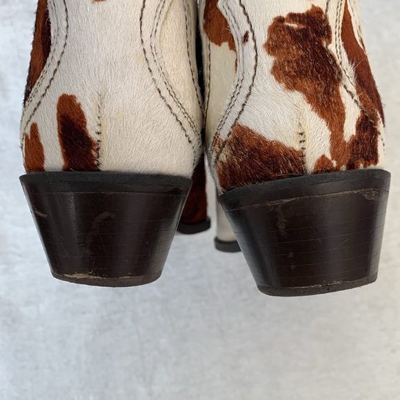 Zara Cow Print Calf Hair Western Ankle Booties - Picture 11 of 14